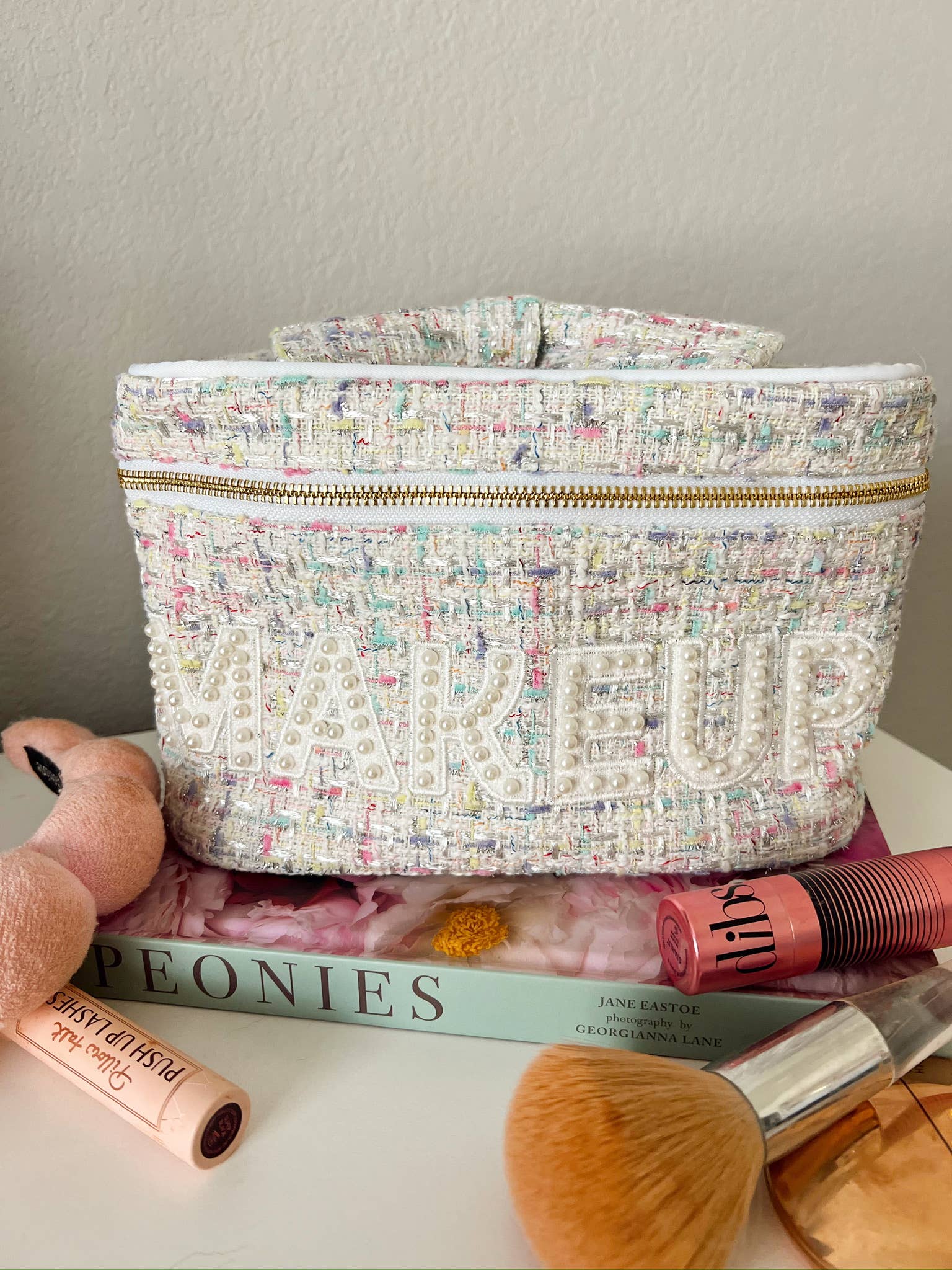 Makeup Open Top - White Tweed Large