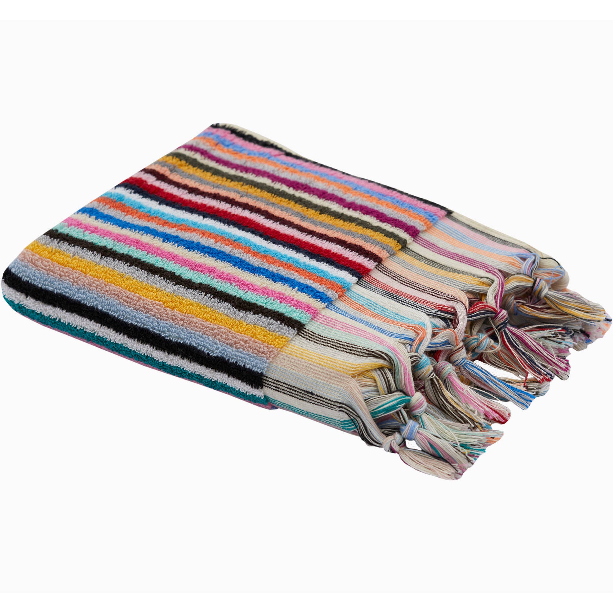 Pompom Bubble Handloomed Turkish Hand Towels: Multicolor Stripe