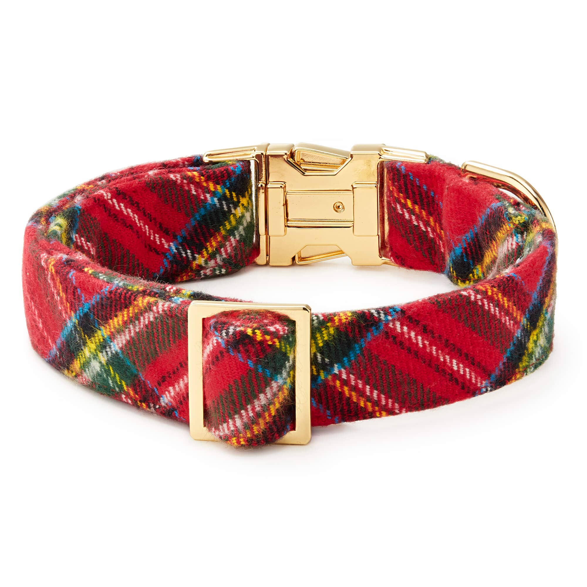 Tartan Plaid Flannel Holiday Dog Collar: S/ Gold - Image 2