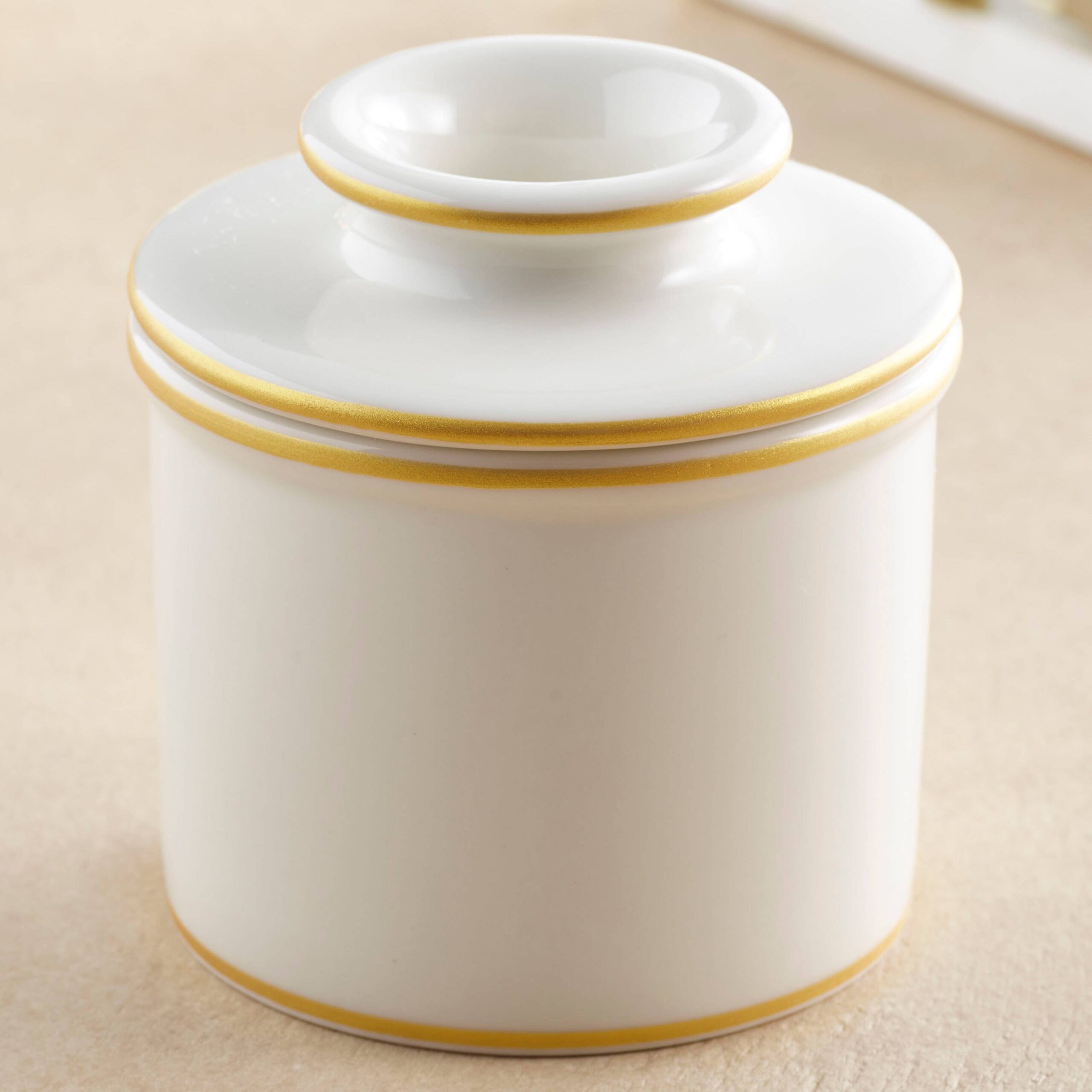 The Original Butter Bell® Crock - Le Bistro Gold Trim - Image 2