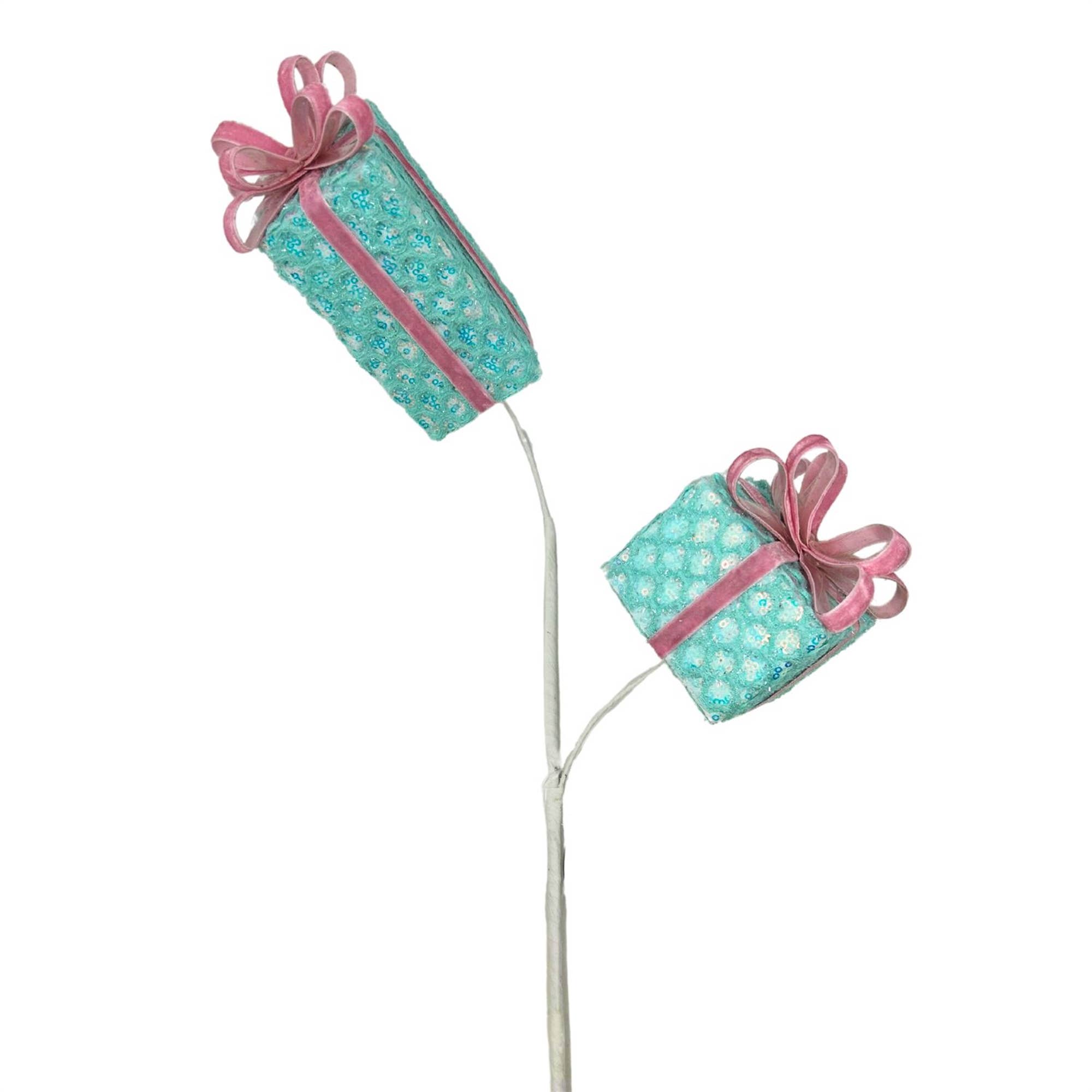 Sequin Confection Gift Box Spray - Lt. Blue/Pink 28”