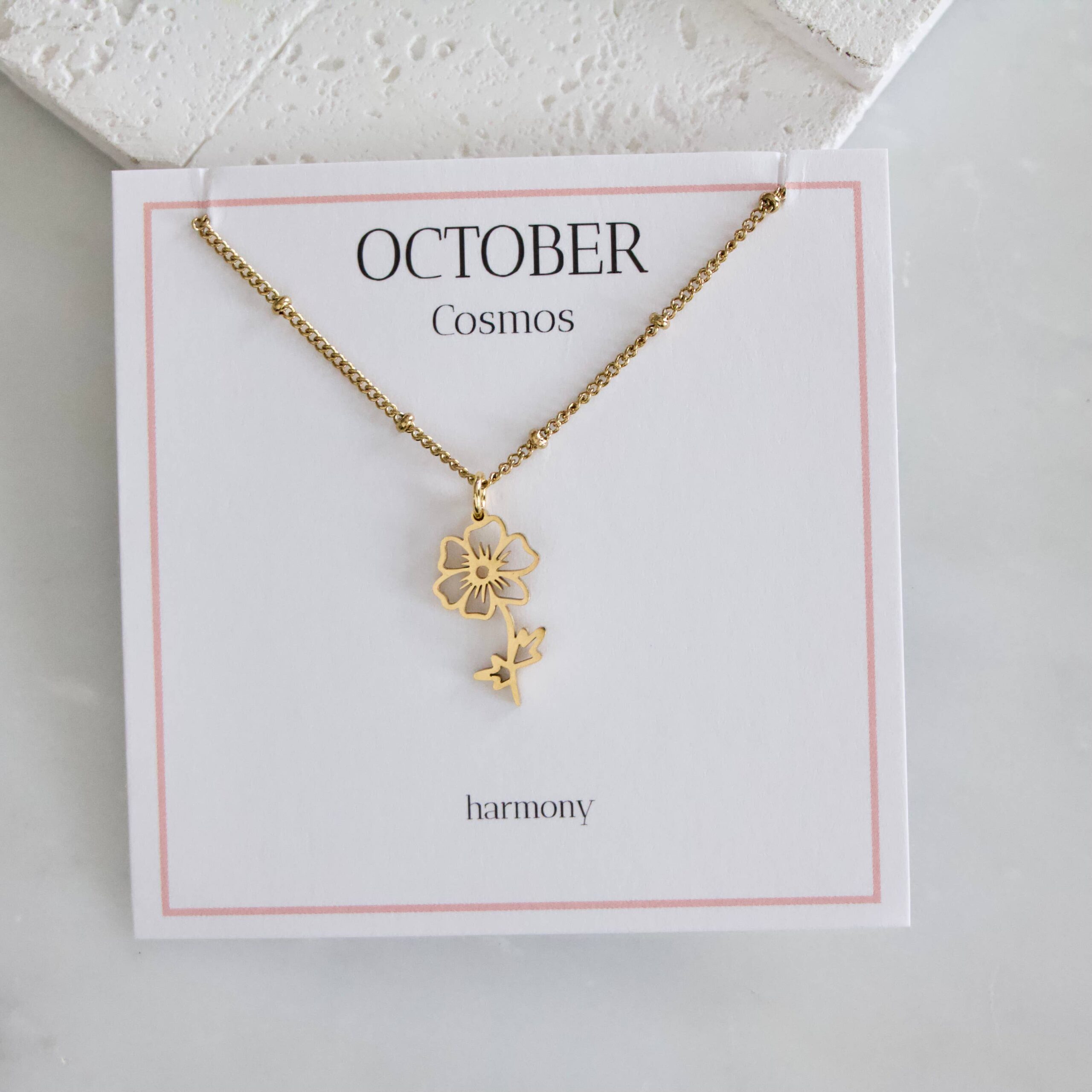 Birth Flower Necklaces - Waterproof: October - Cosmos