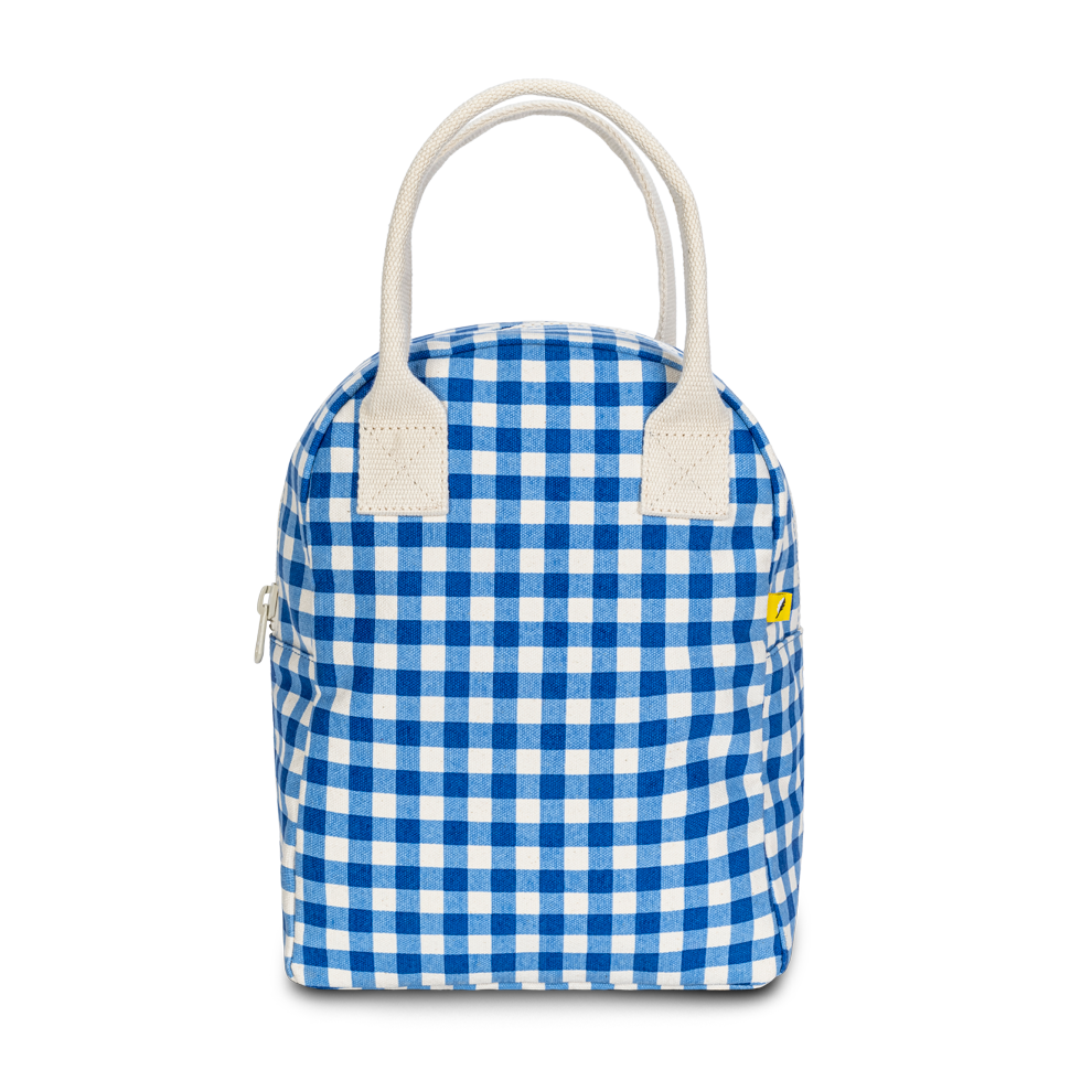 Fluf - Zipper Lunch Bag - Gingham Blue