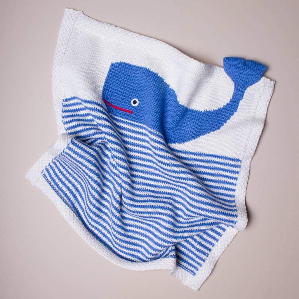 Estella - Organic Whale Lovey / Baby Security Blanket (Handmade)