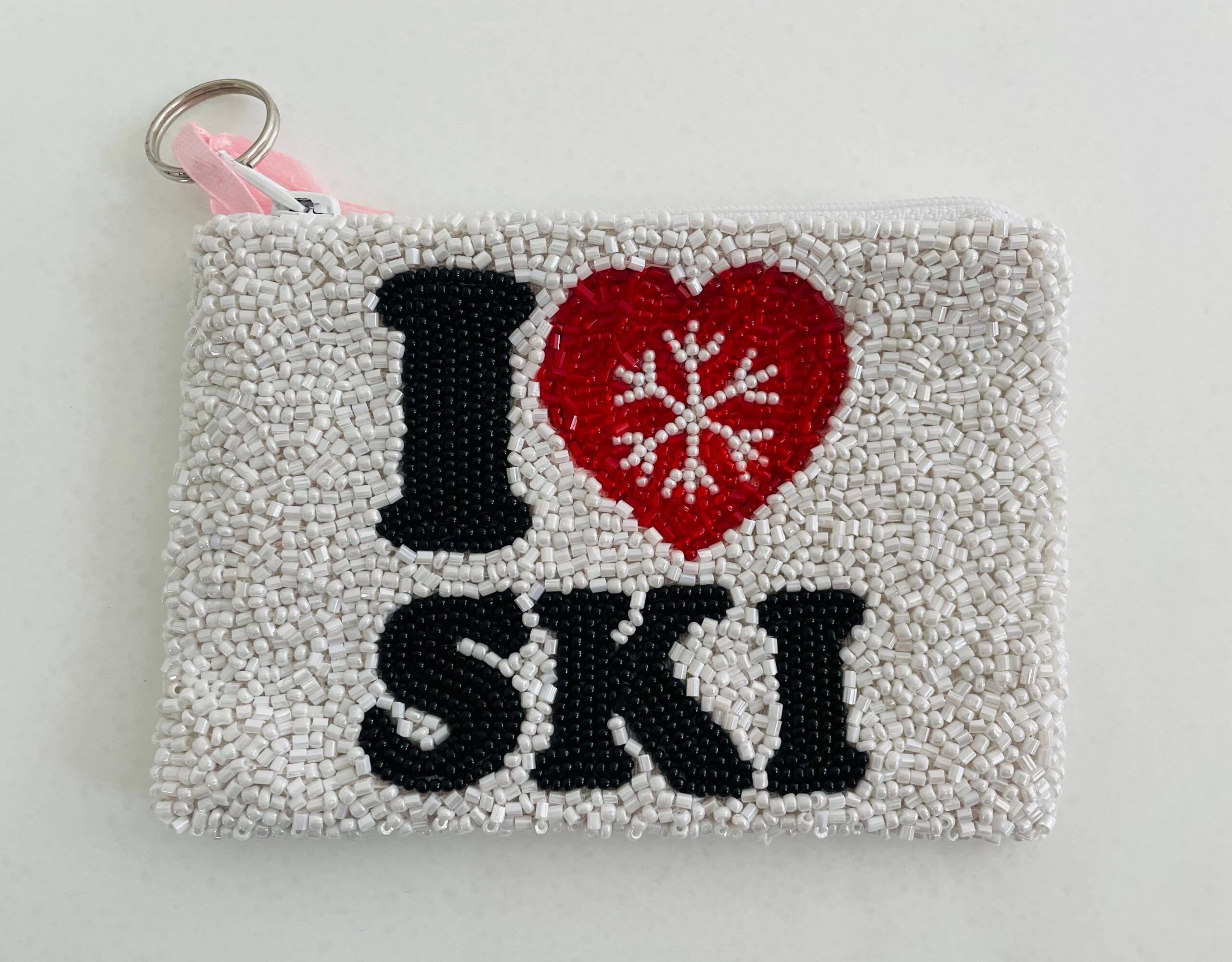 I love to Ski Beaded Coin Purse