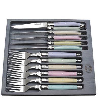 Jean Dubost 12 Pc Laguiole Set Pastel