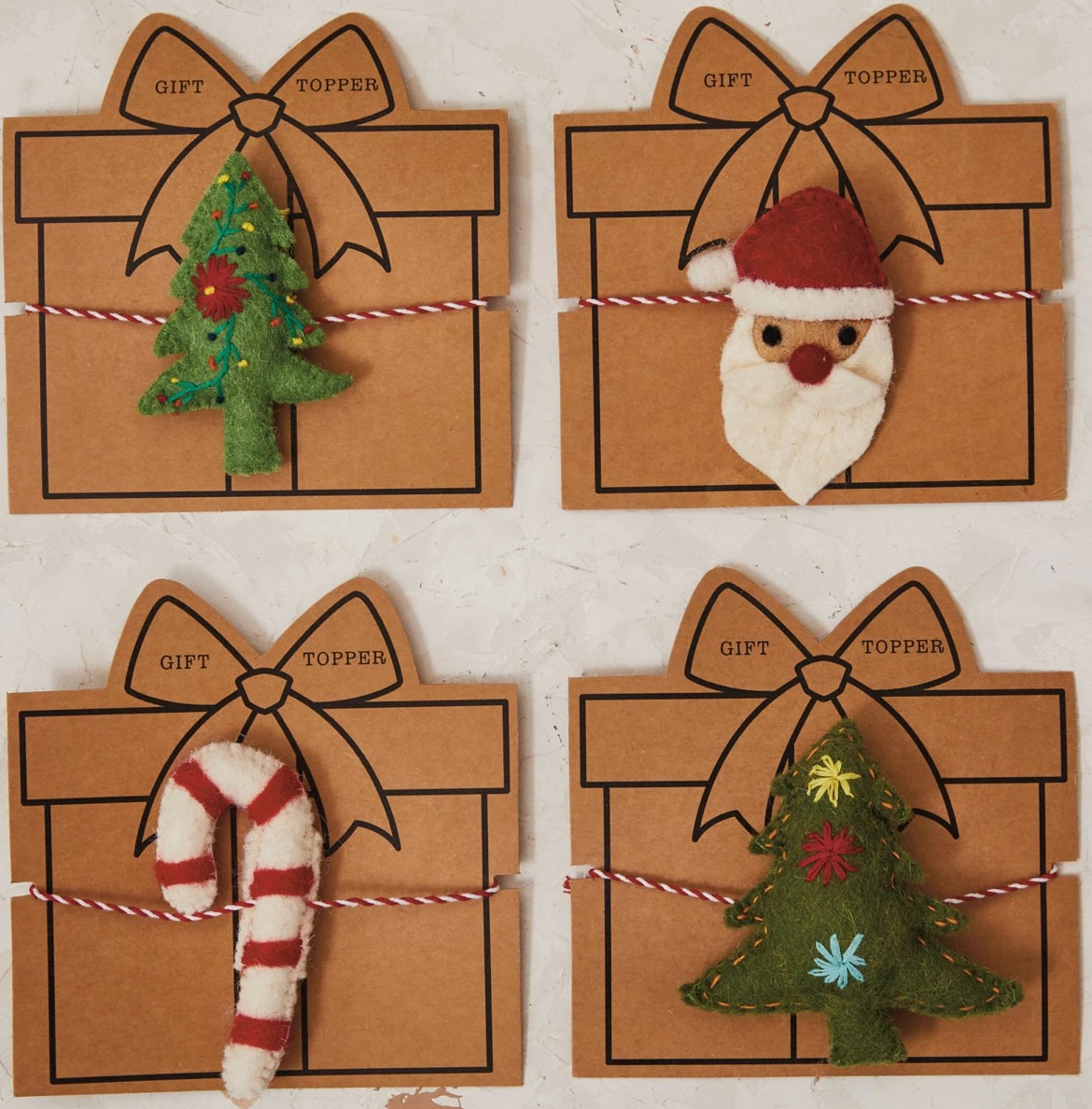 Handmade Wool Felt Gift Topper w/ Embroidery