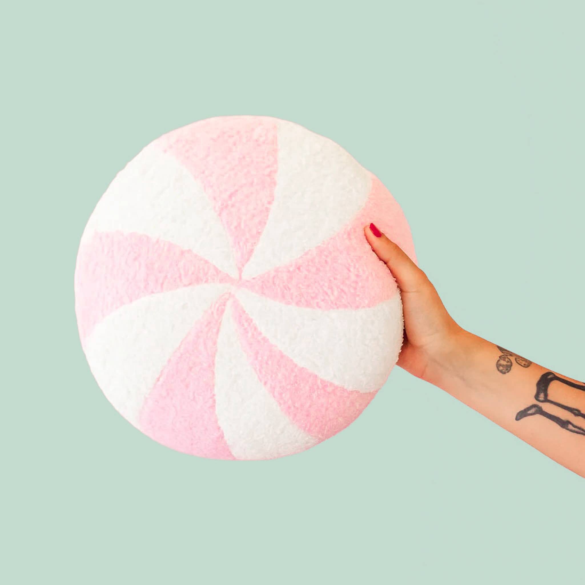 Peppermint Swirl Pillow | Pink