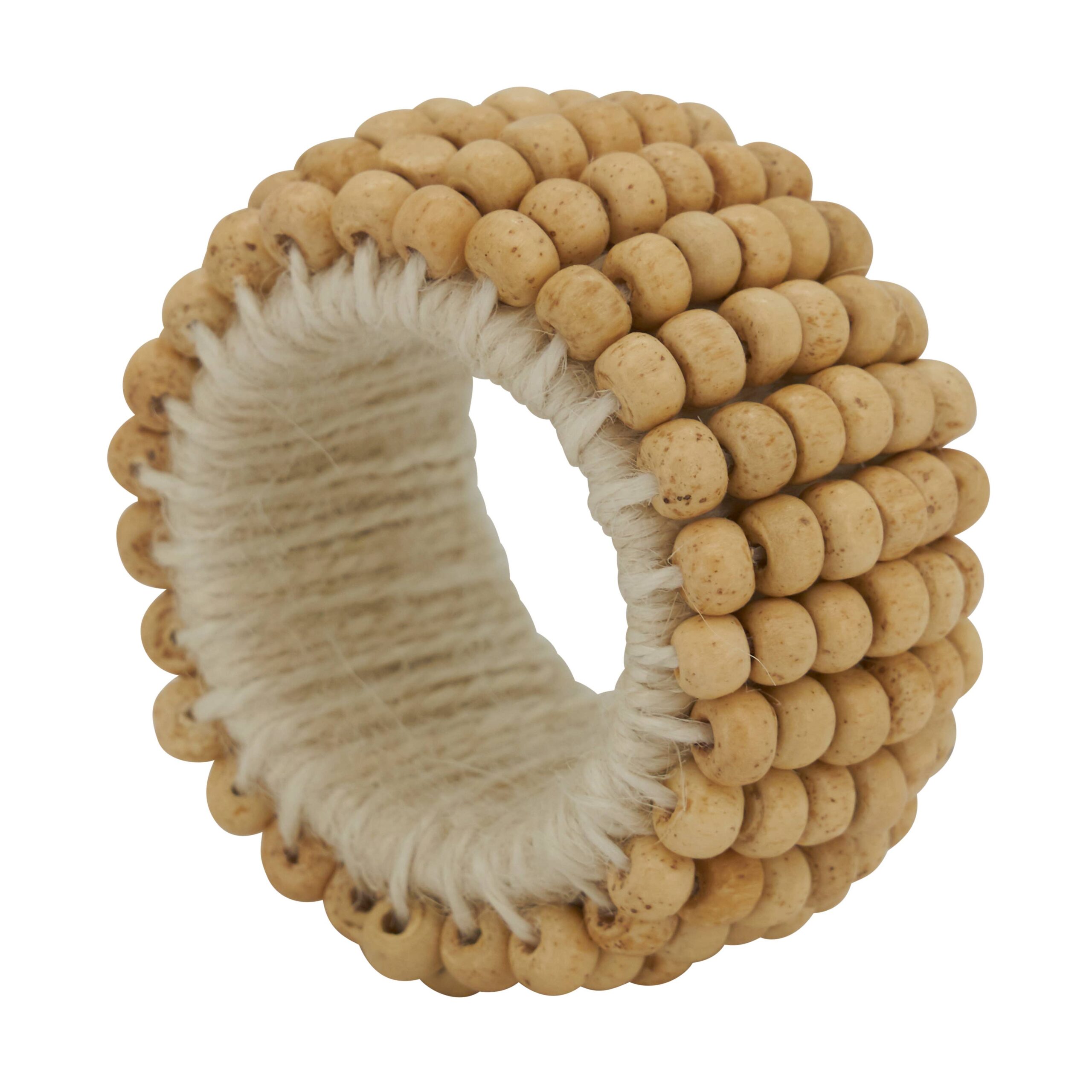 Wooden Bead Napkin Ring: Ivory