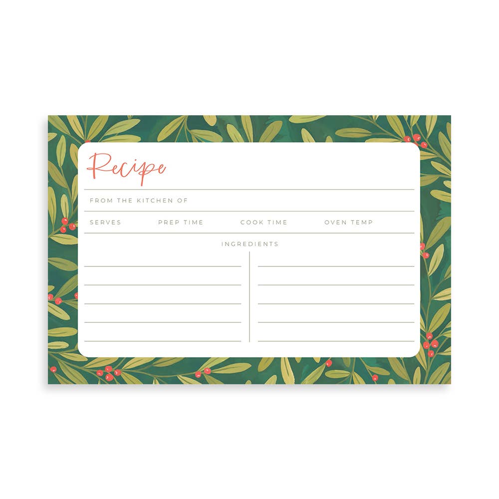 Holly Border Recipe Cards (15 pack)