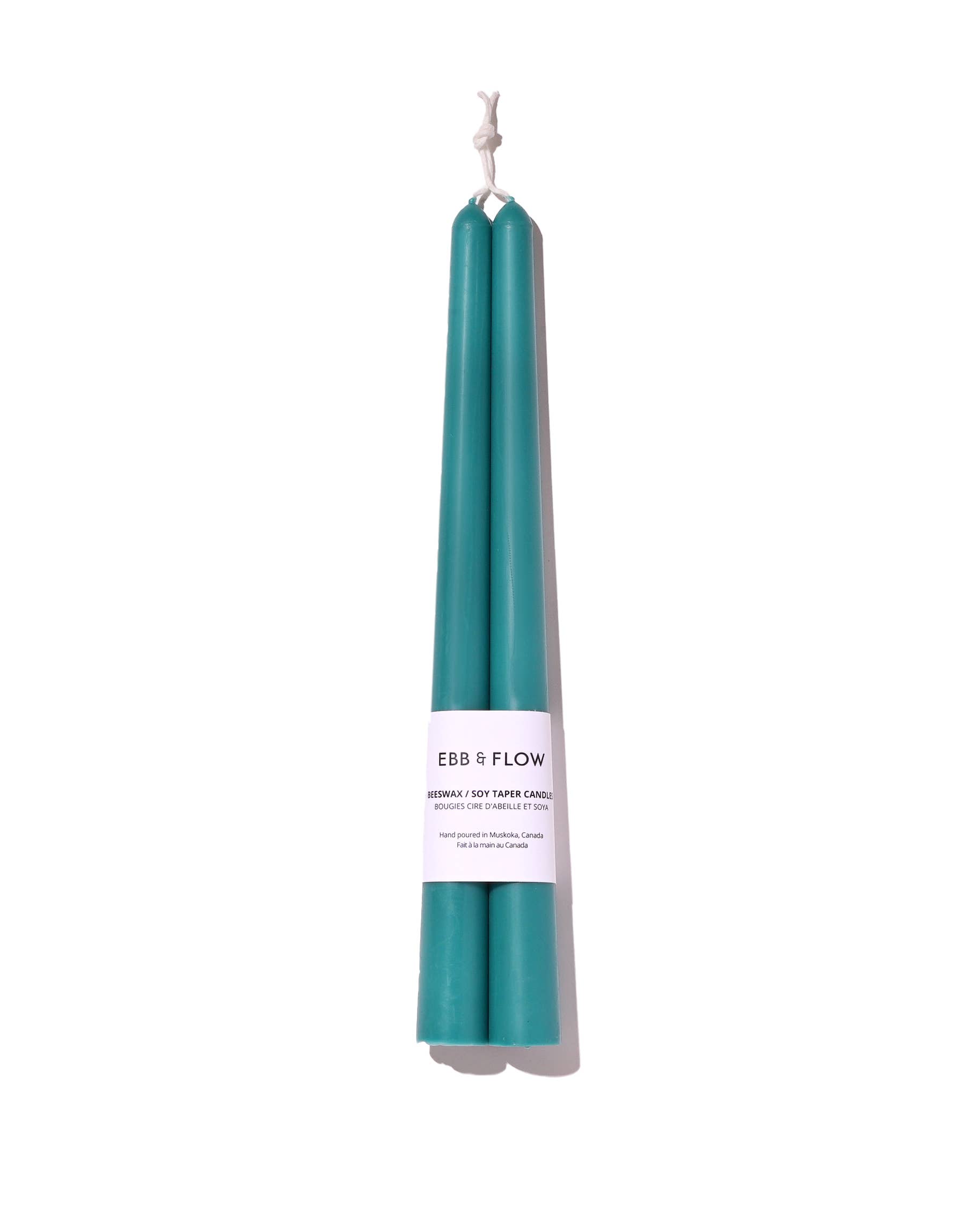 Ebb & Flow - Beeswax/Soy Blend Taper Candles - Jade Green