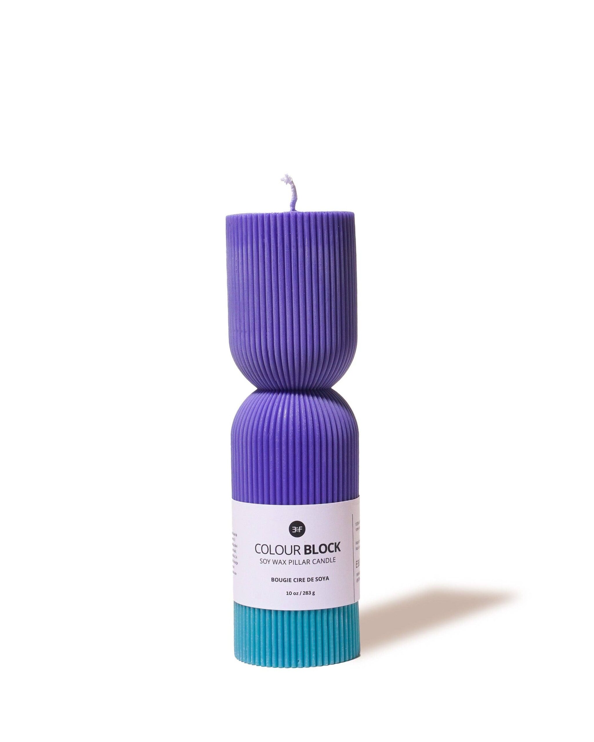 Ebb & Flow - Colour Block Pillar Candle - Royal Blue/ Sky