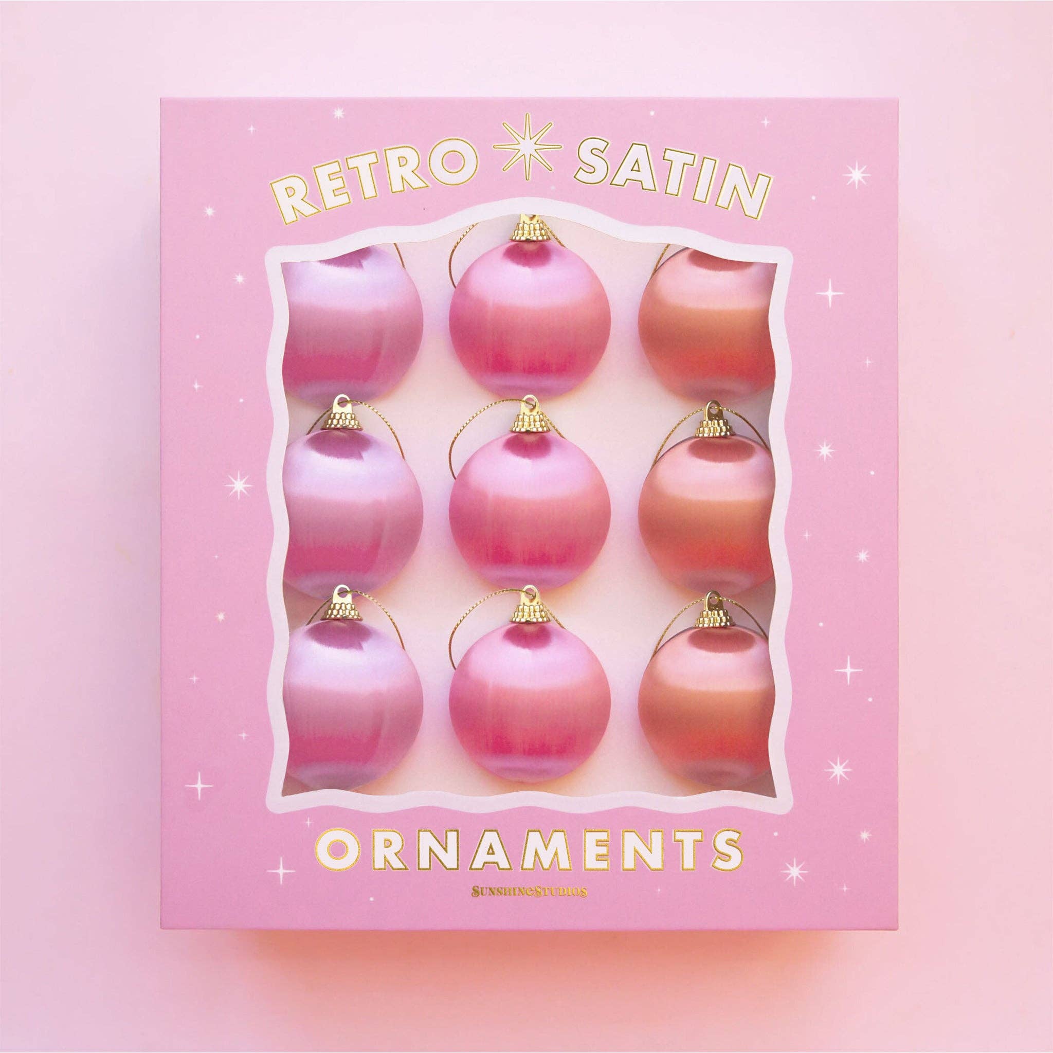 Retro Satin Ornaments | Set of 9 | Standard