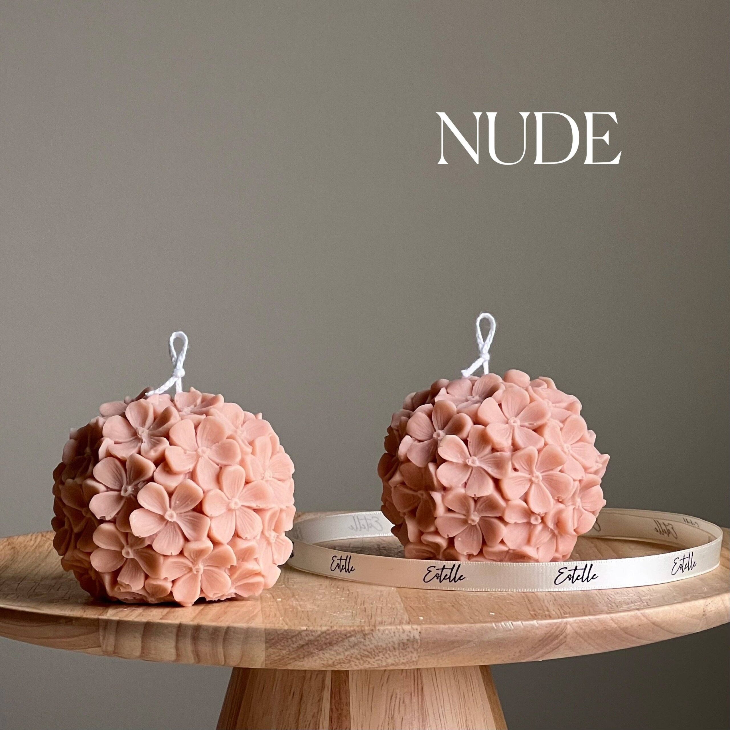 Cute Hydrangea Ball Candle: Nude, Unscented