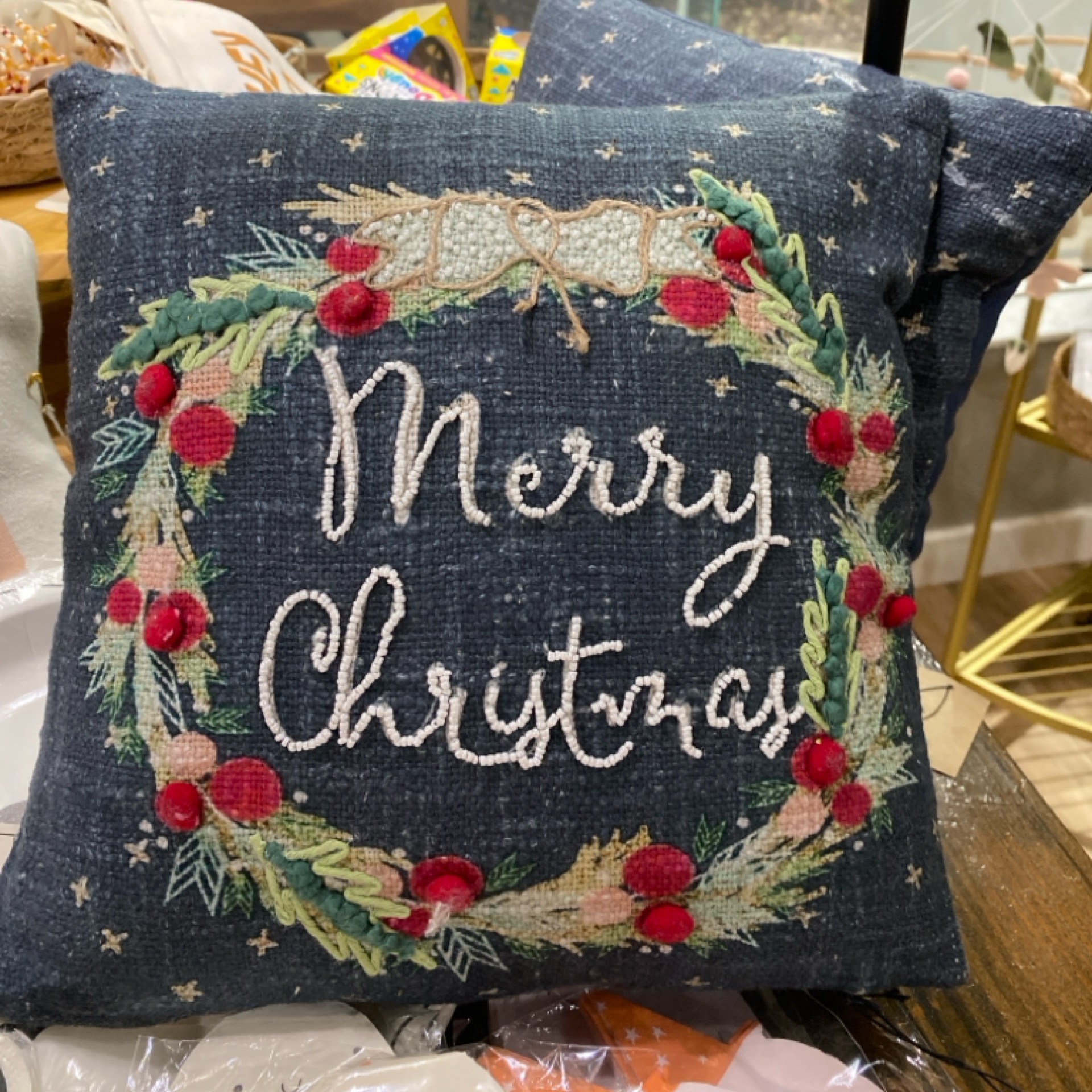 12" Square Pillow w/ Wreath