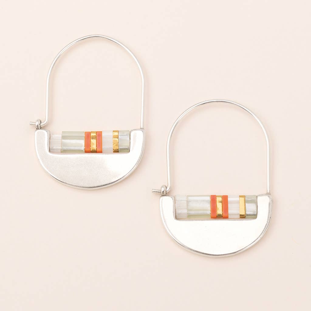 Good Karma Miyuki Crescent Hoop - Mist/Salmon/Silver