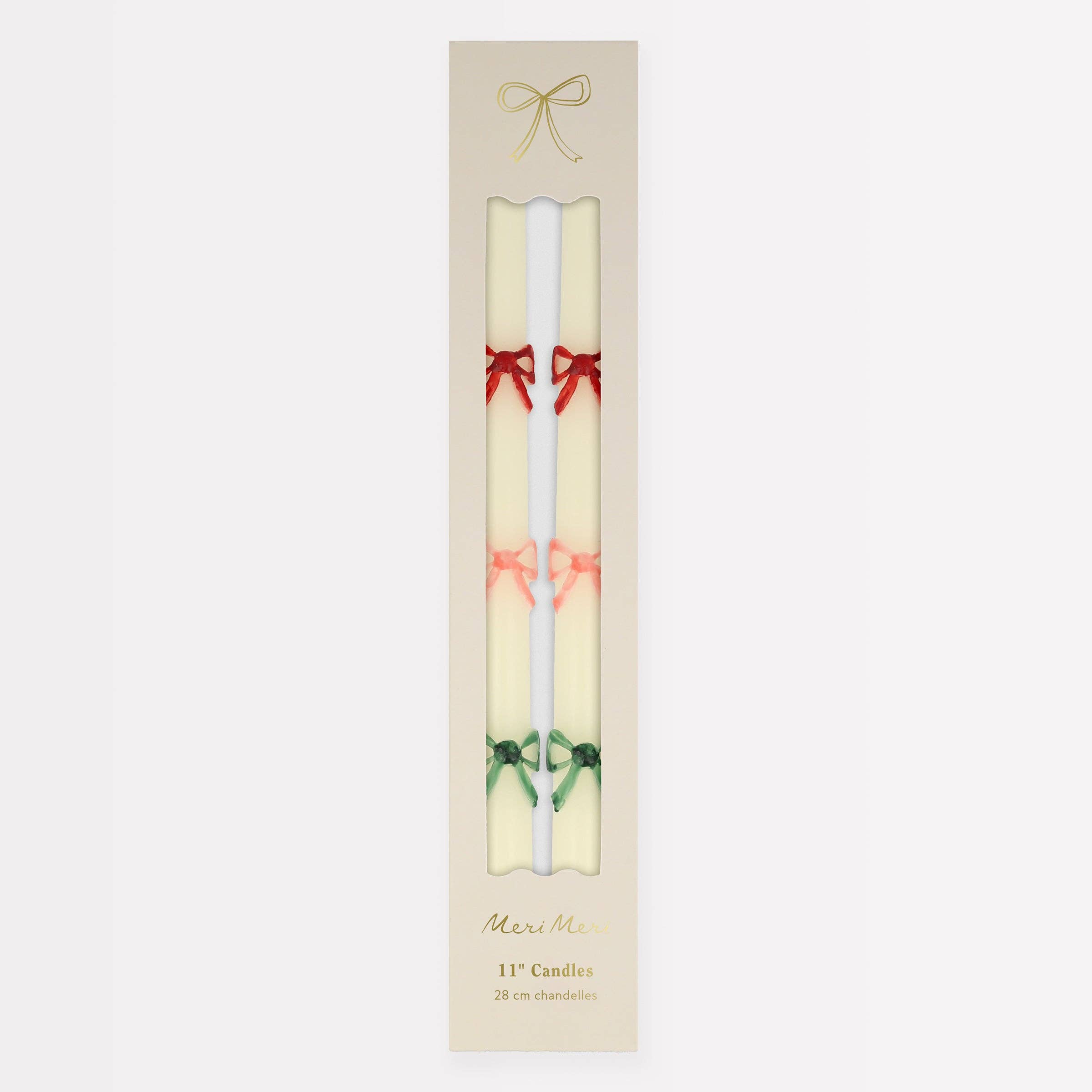 Multi Colour Bow Taper Candles